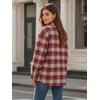 Zeagoo Women’s Flannel Plaid Shacket Long Sleeve Button Down Jacket S-2XL(Red)
