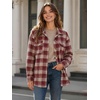 Zeagoo Women’s Flannel Plaid Shacket Long Sleeve Button Down Jacket S-2XL(Red)