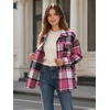 Zeagoo Women’s Flannel Plaid Shacket Long Sleeve Button Down Jacket S-2XL(Rose)