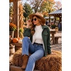 Zeagoo Womens Fleece Jackets Corduroy Shackets Snap Casual Fall Coat(Army Green)