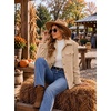 Zeagoo Womens Fleece Jackets Corduroy Shackets Snap Casual Fall Coat(Beige)