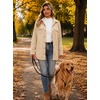 Zeagoo Womens Fleece Jackets Corduroy Shackets Snap Casual Fall Coat(Beige)