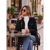 Zeagoo Womens Fleece Jackets Corduroy Shackets Snap Casual Fall Coat(Black)
