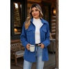 Zeagoo Womens Fleece Jackets Corduroy Shackets Snap Casual Fall Coat(Blue)