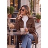 Zeagoo Womens Fleece Jackets Corduroy Shackets Snap Casual Fall Coat(Brown)