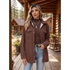 Zeagoo Womens Fleece Jackets Corduroy Shackets Snap Casual Fall Coat(Brown)