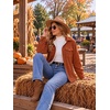 Zeagoo Womens Fleece Jackets Corduroy Shackets Snap Casual Fall Coat(Caramel)