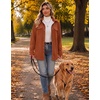 Zeagoo Womens Fleece Jackets Corduroy Shackets Snap Casual Fall Coat(Caramel)