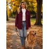 Zeagoo Womens Fleece Jackets Corduroy Shackets Snap Casual Fall Coat(Dark Red)