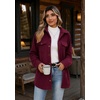 Zeagoo Womens Fleece Jackets Corduroy Shackets Snap Casual Fall Coat(Dark Red)