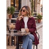 Zeagoo Womens Fleece Jackets Corduroy Shackets Snap Casual Fall Coat(Dark Red)
