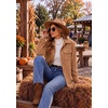 Zeagoo Womens Fleece Jackets Corduroy Shackets Snap Casual Fall Coat(Khaki)