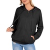 Zeagoo Women’s Lightweight Hoodies Full Zip Up Oversized Sweatshirt Trendy(Black)