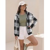 Zeagoo Women’s Lightweight Hoodies Full Zip Up Oversized Sweatshirt Trendy(Black White Plaid)