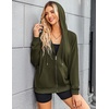 Zeagoo Women’s Lightweight Hoodies Full Zip Up Oversized Sweatshirt Trendy(Green)