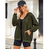 Zeagoo Women’s Lightweight Hoodies Full Zip Up Oversized Sweatshirt Trendy(Green)