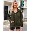 Zeagoo Women’s Lightweight Hoodies Full Zip Up Oversized Sweatshirt Trendy(Green)