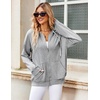 Zeagoo Women’s Lightweight Hoodies Full Zip Up Oversized Sweatshirt Trendy(Light Grey)