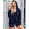Zeagoo Women’s Lightweight Hoodies Full Zip Up Oversized Sweatshirt Trendy(Navy Blue)