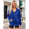 Zeagoo Women’s Lightweight Hoodies Full Zip Up Oversized Sweatshirt Trendy(Royal Blue)