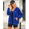 Zeagoo Women’s Lightweight Hoodies Full Zip Up Oversized Sweatshirt Trendy(Royal Blue)