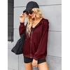 Zeagoo Women’s Lightweight Hoodies Full Zip Up Oversized Sweatshirt Trendy(Wine Red)