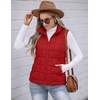 Zeagoo Womens Lightweight Quilted Puffer Vest Stand Collar Zip Up Outerwear(Red)