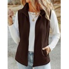 Zeagoo Womens Outerwear Vests With Pockets Zipper Sleeveless Fleece Jackets(Brown)