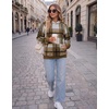 Zeagoo Womens Oversized Hoodies Pullover Fleece Hooded Sweatshirt Trendy(Khaki Grey Plaid)