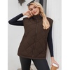Zeagoo Womens Oversized Puffer Vest Zip Up Stand Collar Lightweight Sleeveless Warm Outerwear Padded Jacket Winter Coat S-XXL(Brown)