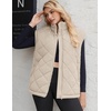 Zeagoo Womens Oversized Puffer Vest Zip Up Stand Collar Lightweight Sleeveless Warm Outerwear Padded Jacket Winter Coat S-XXL(Light Apricot)