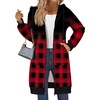 Zeagoo Women’s Zip Up Hoodies Long Sleeve Long Tunic Sweatshirts Oversized(Grid Print)
