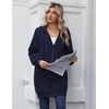 Zeagoo Women’s Zip Up Hoodies Long Sleeve Long Tunic Sweatshirts Oversized(Navy)