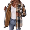 Zeagoo Flannel Jacket for Women Sherpa Fleece Lined Winter Plaid Coats(Brown Black)