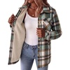 Zeagoo Flannel Jacket for Women Sherpa Fleece Lined Winter Plaid Coats(Green Brown)