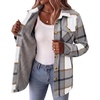 Zeagoo Flannel Jacket for Women Sherpa Fleece Lined Winter Plaid Coats(Grey)