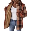 Zeagoo Flannel Jacket for Women Sherpa Fleece Lined Winter Plaid Coats(Orange)