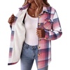 Zeagoo Flannel Jacket for Women Sherpa Fleece Lined Winter Plaid Coats(Pink)