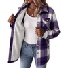 Zeagoo Flannel Jacket for Women Sherpa Fleece Lined Winter Plaid Coats(Purple)