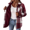 Zeagoo Flannel Jacket for Women Sherpa Fleece Lined Winter Plaid Coats(Wine Red)