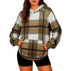 Zeagoo Womens Oversized Hoodies Pullover Fleece Hooded Sweatshirt Trendy(Khaki Grey Plaid)