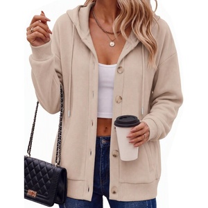 Zeagoo Hoodie for Women Hooded Sweatshirt Button Hoodies With Pockets Comfy Fleece Jackets 2026 Fashion S-3XL(Champagne)