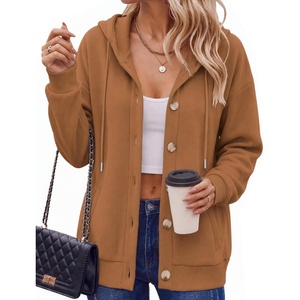 Zeagoo Hoodie for Women Hooded Sweatshirt Button Hoodies With Pockets Comfy Fleece Jackets 2026 Fashion S-3XL(Walnut Brown)