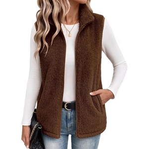 Zeagoo Vest For Women Sleeveless Sherpa Fleece Jackets Zip Up Fall Coats(Coffee)