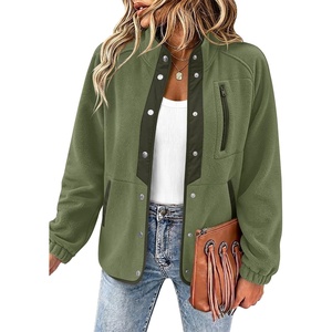 Zeagoo Women Fleece Jacket Western Aztec Print Snap Button Down Outerwear(Army Green)