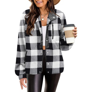Zeagoo Women Fleece Jacket Western Aztec Print Snap Button Down Outerwear(Black and White)