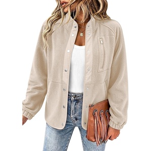 Zeagoo Women Fleece Jacket Western Aztec Print Snap Button Down Outerwear(Light Khaki)