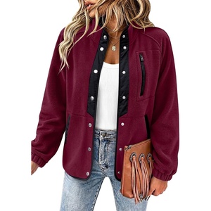 Zeagoo Women Fleece Jacket Western Aztec Print Snap Button Down Outerwear(Wine Red)