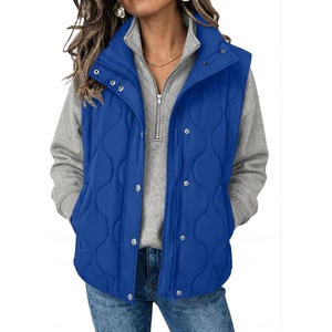 Zeagoo Women Oversized Puffer Vest Stand Collar Zip Up Sleeveless Outerwear(Sky Blue)