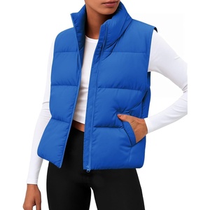 Zeagoo Women Puffer Vest Cropped Winter Outerwear Warm Coat(Blue)